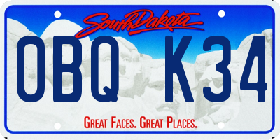 SD license plate 0BQK34