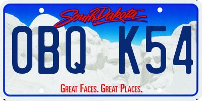 SD license plate 0BQK54