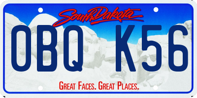 SD license plate 0BQK56