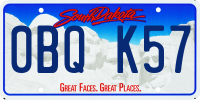 SD license plate 0BQK57