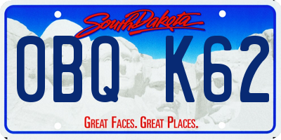 SD license plate 0BQK62