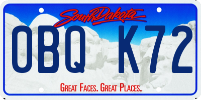 SD license plate 0BQK72