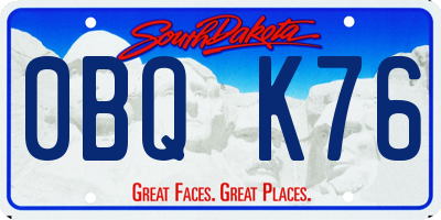 SD license plate 0BQK76