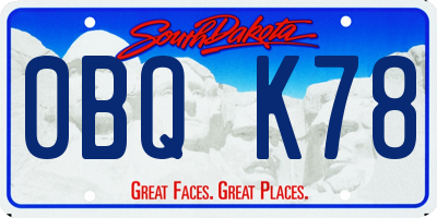SD license plate 0BQK78