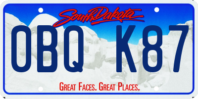 SD license plate 0BQK87