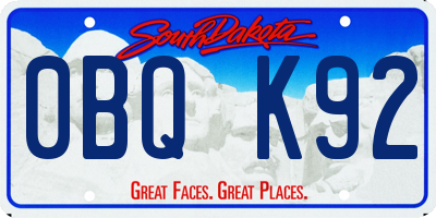 SD license plate 0BQK92
