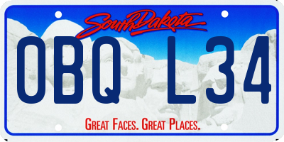 SD license plate 0BQL34
