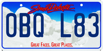 SD license plate 0BQL83