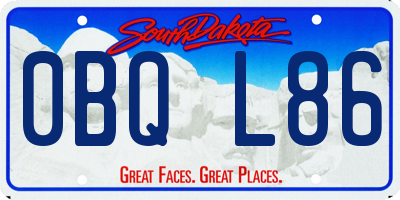 SD license plate 0BQL86
