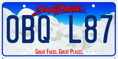SD license plate 0BQL87