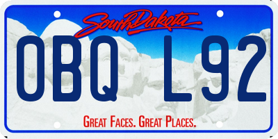 SD license plate 0BQL92