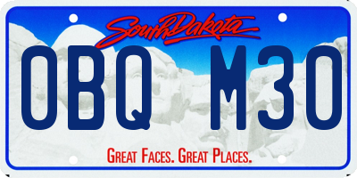 SD license plate 0BQM30
