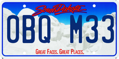 SD license plate 0BQM33