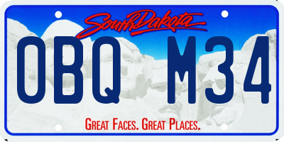 SD license plate 0BQM34