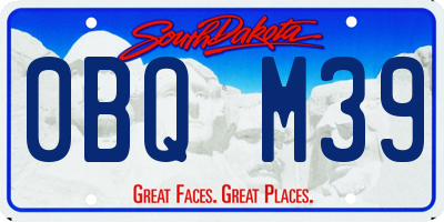 SD license plate 0BQM39