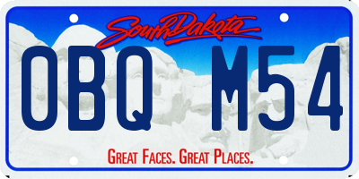 SD license plate 0BQM54