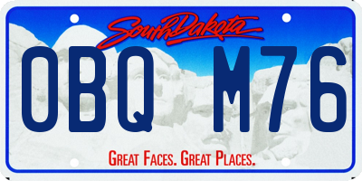 SD license plate 0BQM76