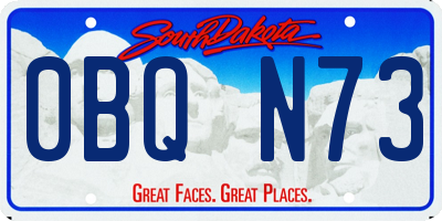 SD license plate 0BQN73