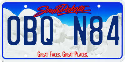 SD license plate 0BQN84