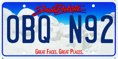 SD license plate 0BQN92