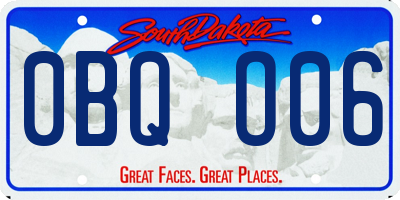 SD license plate 0BQO06