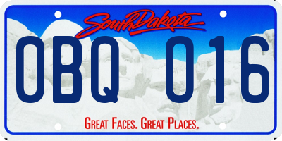 SD license plate 0BQO16