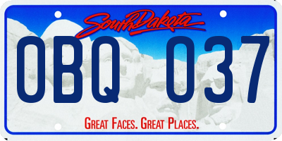 SD license plate 0BQO37