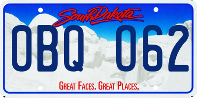 SD license plate 0BQO62