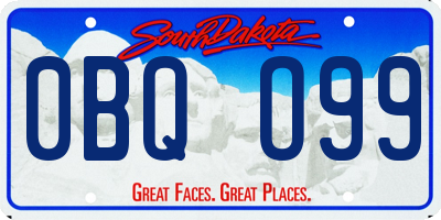 SD license plate 0BQO99