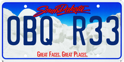SD license plate 0BQR33