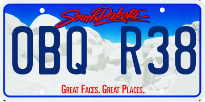 SD license plate 0BQR38