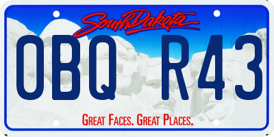 SD license plate 0BQR43