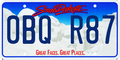 SD license plate 0BQR87