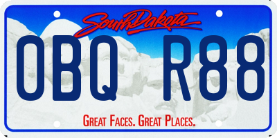 SD license plate 0BQR88