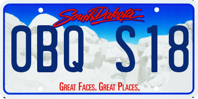 SD license plate 0BQS18