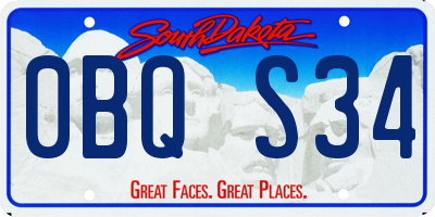 SD license plate 0BQS34