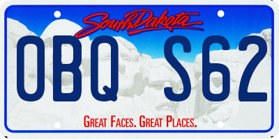 SD license plate 0BQS62