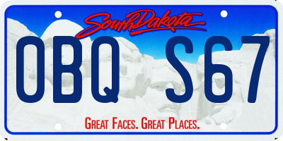 SD license plate 0BQS67