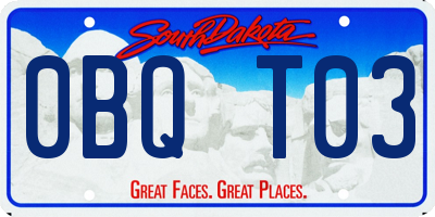 SD license plate 0BQT03