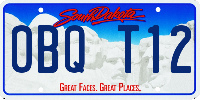 SD license plate 0BQT12