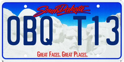 SD license plate 0BQT13
