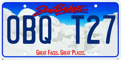 SD license plate 0BQT27