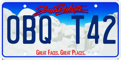 SD license plate 0BQT42