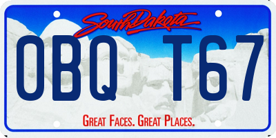 SD license plate 0BQT67
