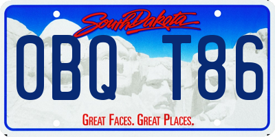 SD license plate 0BQT86