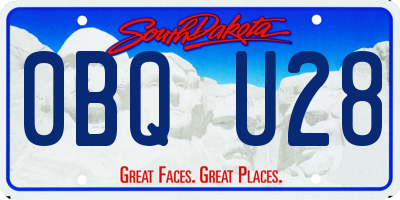 SD license plate 0BQU28