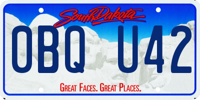 SD license plate 0BQU42