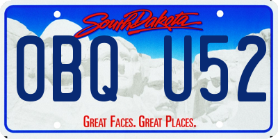 SD license plate 0BQU52