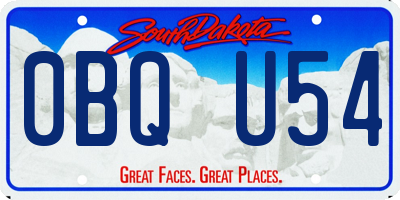 SD license plate 0BQU54