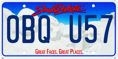 SD license plate 0BQU57